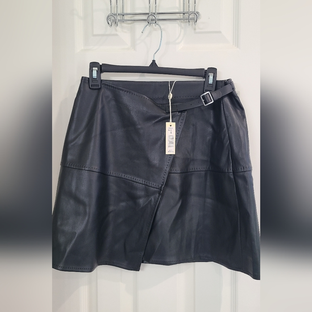 Black faux leather skirt